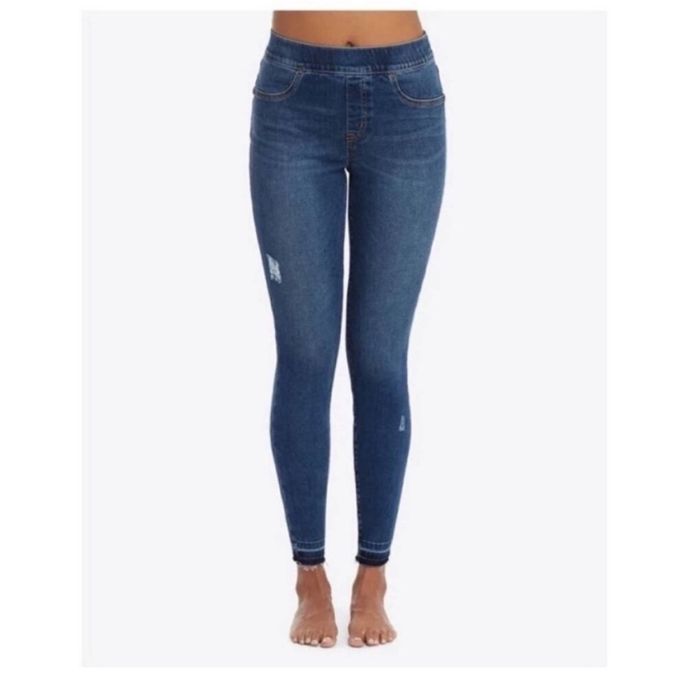 SPANX Distressed Skinny Jeans in Medium Wash